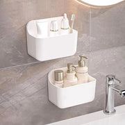 Pannello doccia senza forare - 2 pezzi di fissaggio alla parete in plastica - Organizzatore di bagno - Sostegno shampoo e gel doccia - Cassa doccia senza forare - Bianco - Per bagno cucina - Piccola cassetta