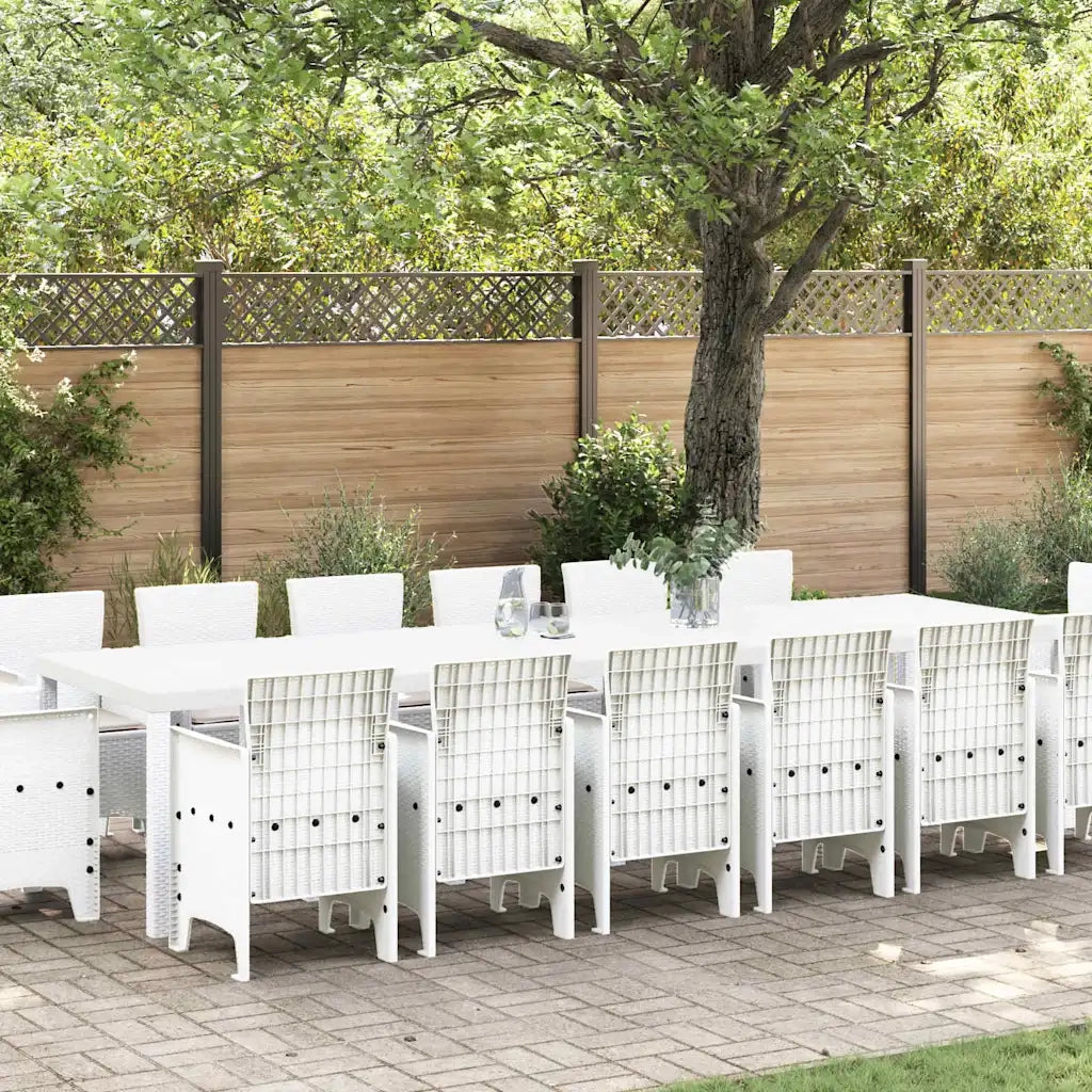Set da Pranzo per Giardino 15 pcs Bianco Rattan Polt 3378643