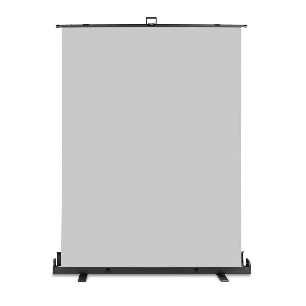 Fondale fotografico roll-up grigio 155x200, sfondo portatile con scatola di trasporto per fotoshooting, sistema autoportante, telo ingualcibile per studio fotografico
