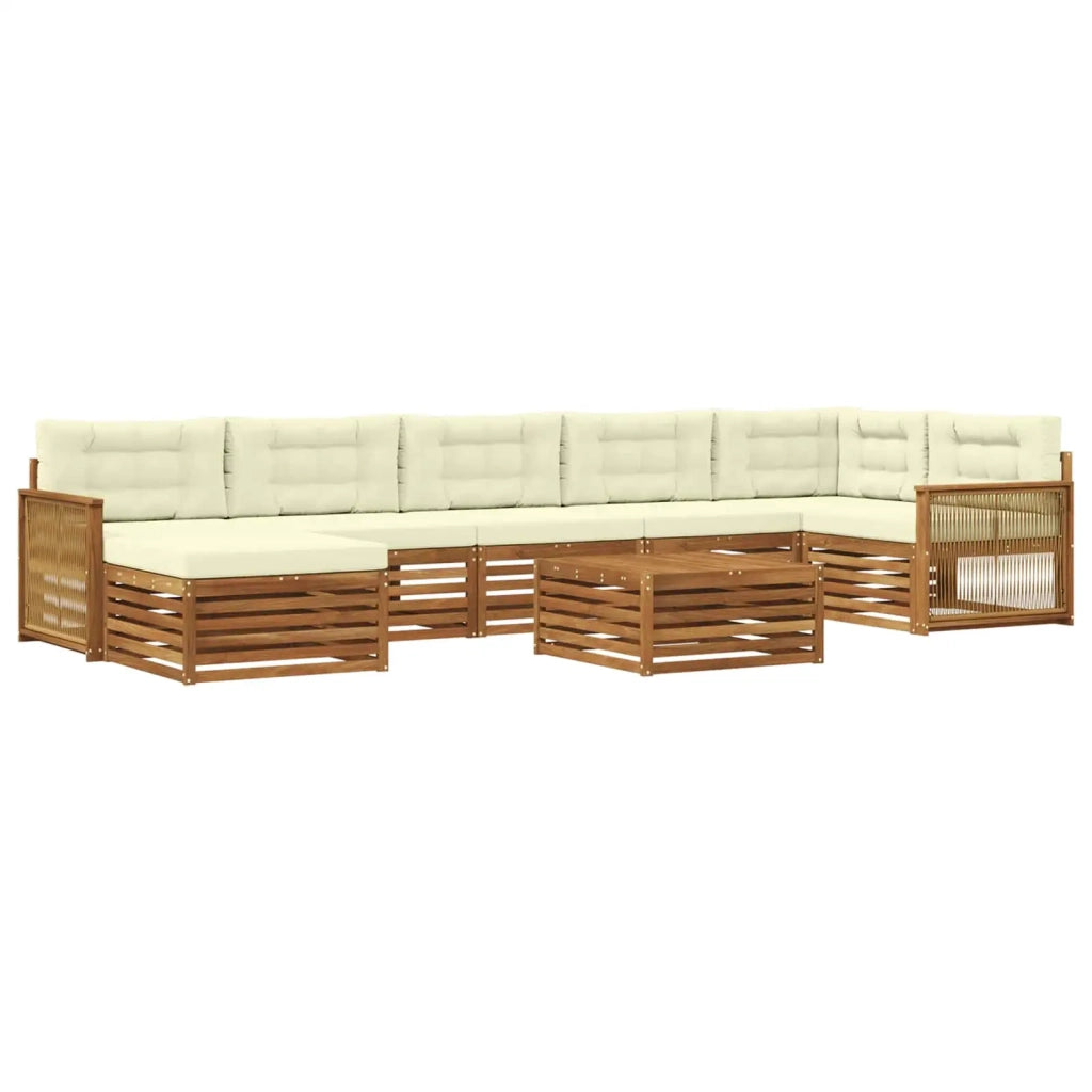 Set di divani da esterno con cuscino 8 pcs Naturale e Crema
