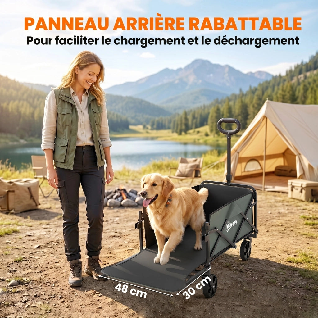 Carrello pieghevole a ruote con manico telescopico e apertura posteriore ¨C zephmum ¨C verde 76x48x92 cm