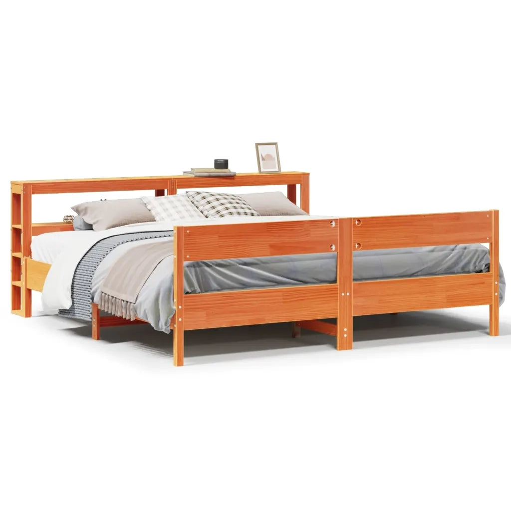 Letto senza Materasso Marrone Cera 200x200 cm in Legno di Pino 3306176