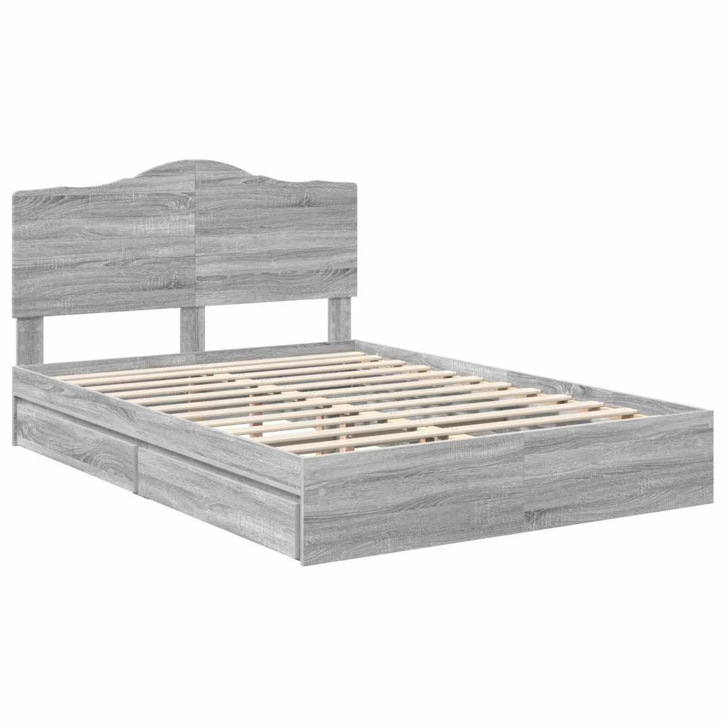 Letto con Contenitore con testiera Grigio Sonoma 150 x 200 cm