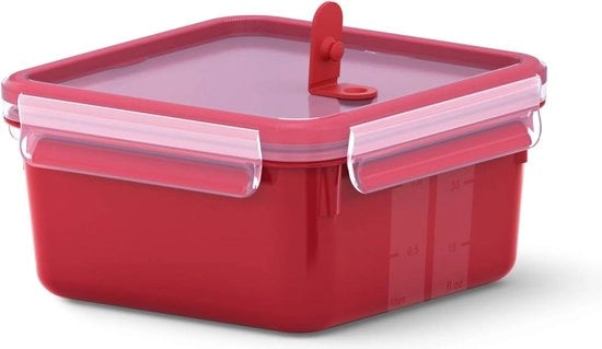 Ventilatore a magnetron 1,3 L con contenitore quadrato con misurazione integrata, rosso/trasparente