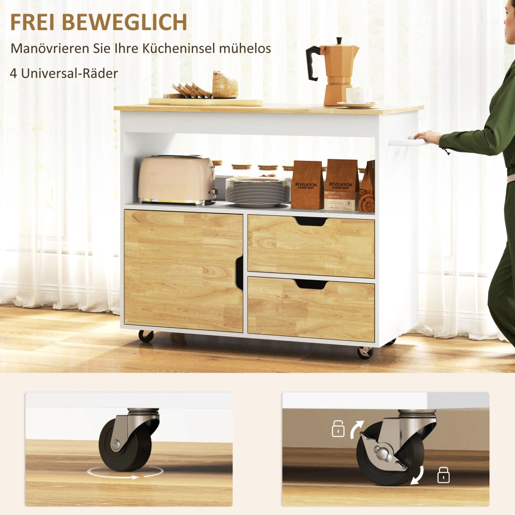 Carrello da cucina con ante e cassetti ¨C zephmum ¨C Bianco