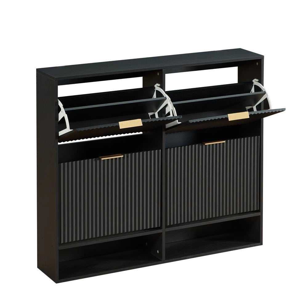 Scarpiera Slim con Ripiani ¨C MINIMAL ¨C Nero, 120x24 cm, Ingresso