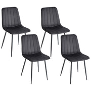 Set di 4 sedie da pranzo in velluto nero Gambe in ferro stile moderno