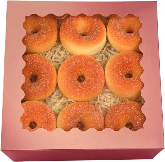 Scatola per biscotti con apertura automatica, rosa oro, 203 x 203 x 64 cm, 12 pezzi con finestra per biscotti e macarons (8 x 8 x 25 pollici)