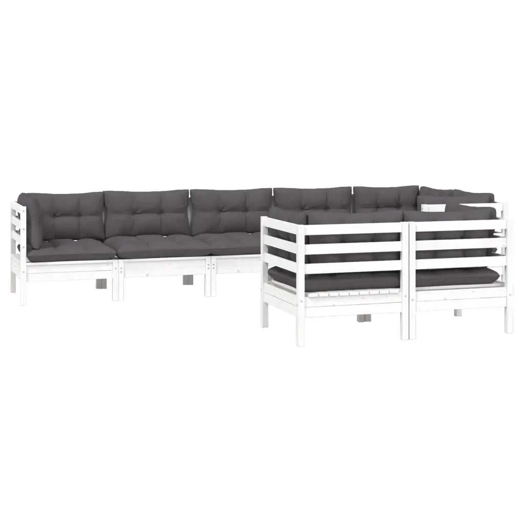 Set Divani da Giardino 8 pz con Cuscini Bianchi Legno di Pino cod mxl 44367