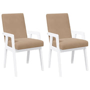 Sedie da Pranzo con Cuscini 2 pz | Sedie da cucina Bianco Legno Massello di Hevea