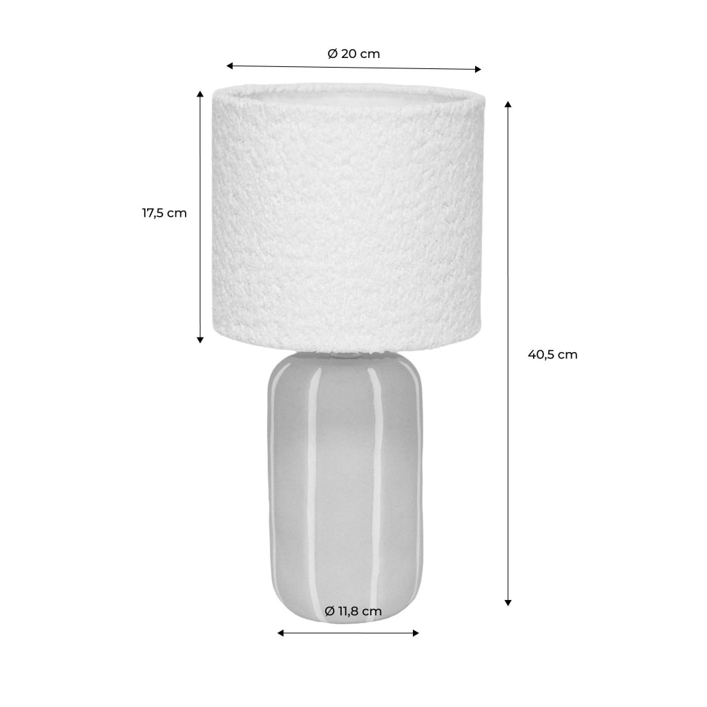 Lampada da tavolo interna in ceramica con paralume bouclé, 41cm, beige