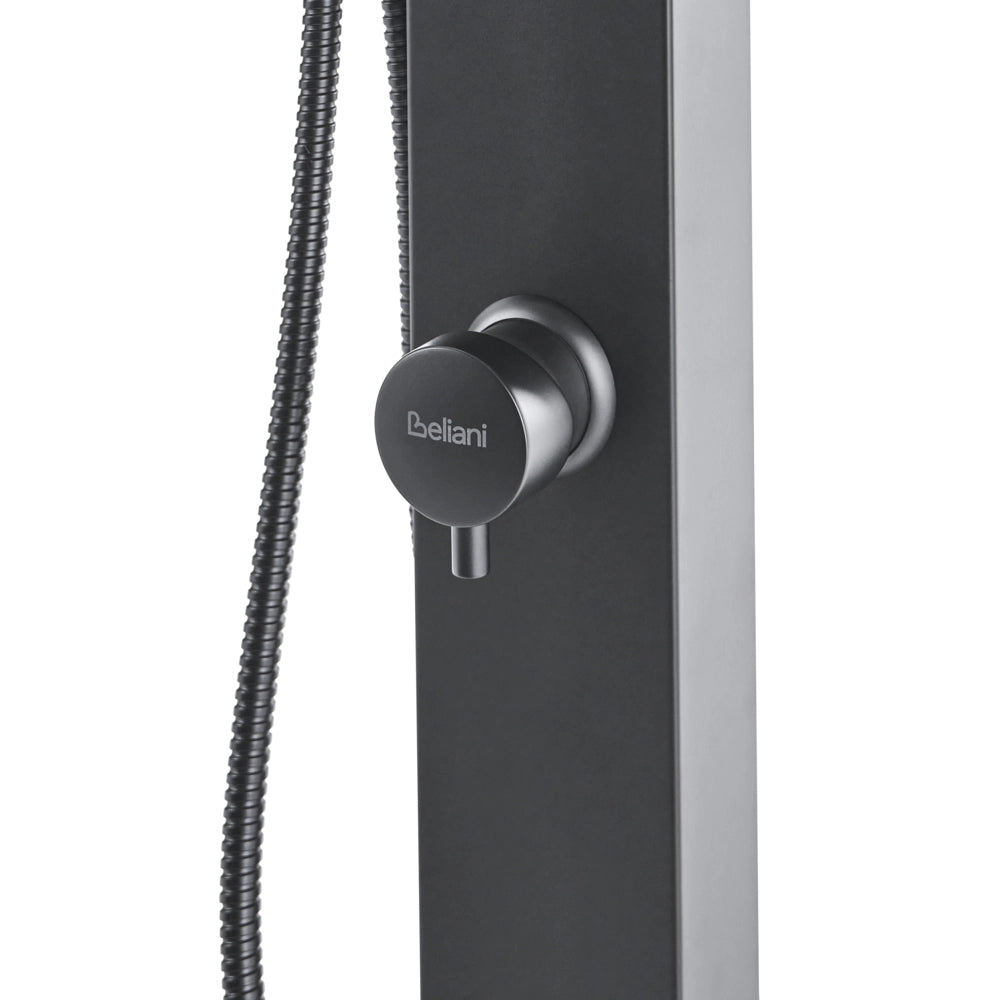 Set Doccia Miscelatore da Giardino per Esterni in Acciaio Inox Nero con Funzione Pioggia Moderno