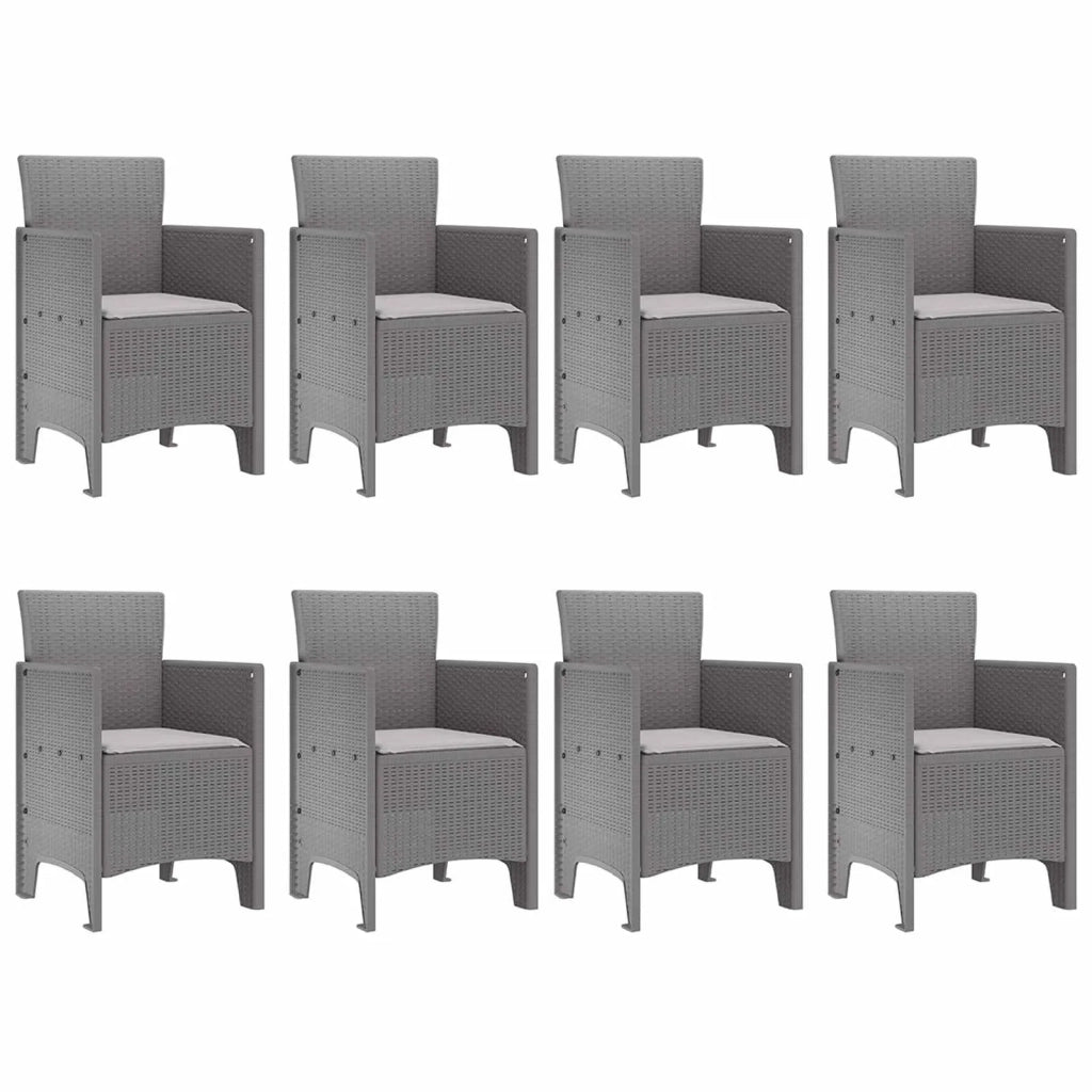 Set da Pranzo per Giardino 9 pcs Grigio chiaro Polipropilene