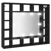 Armadietto a Specchio | Armadio da bagno con LED Nero 91x15x76,5 cm