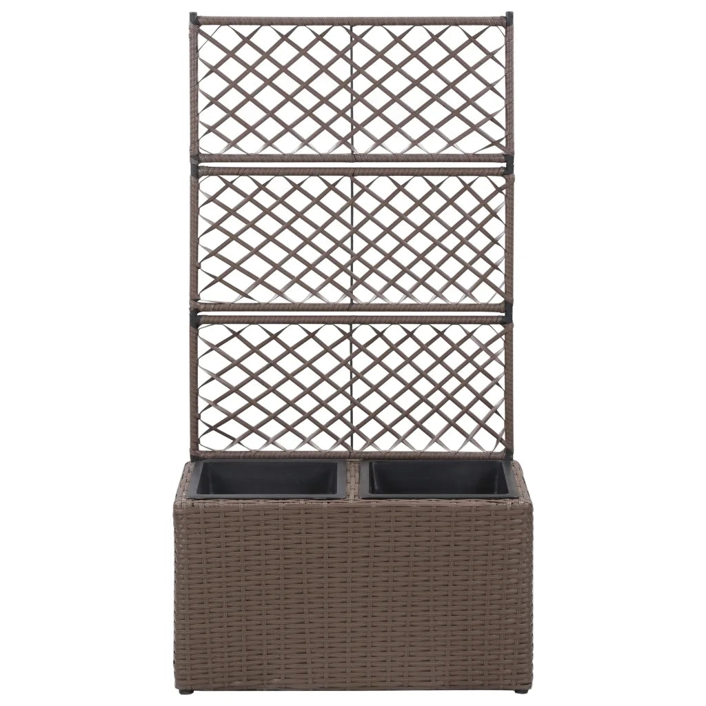 Letto Rialzato Traliccio 2 Vasi 58x30x107 cm Polyrattan Marrone 46937