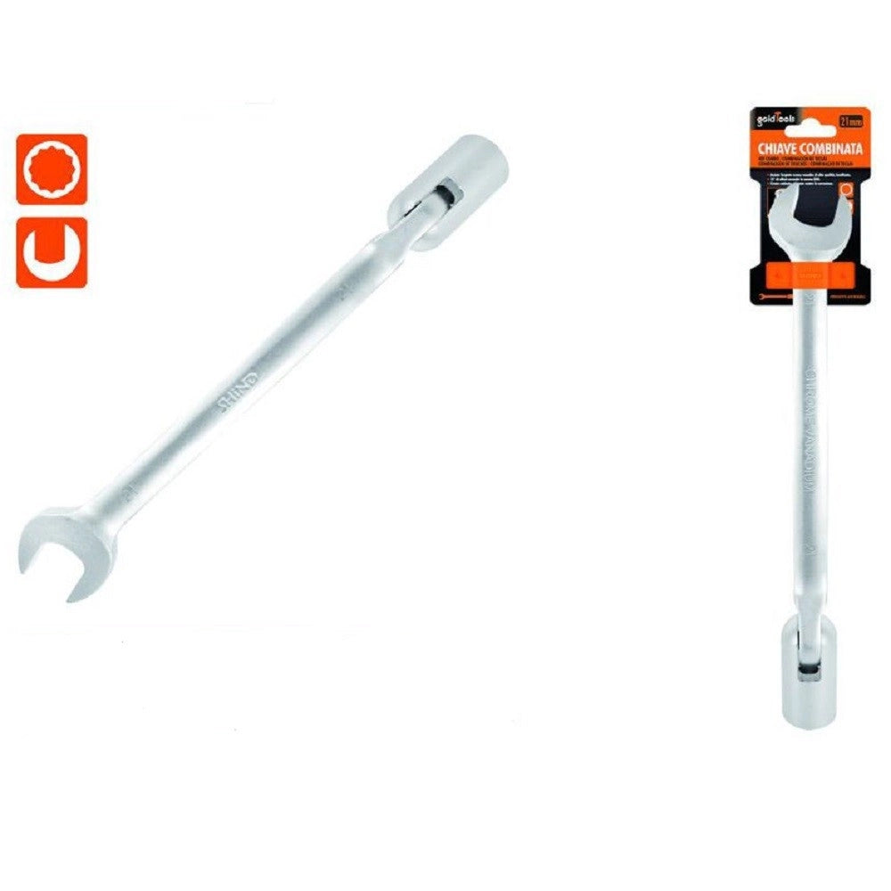 Trade Shop - Chiave Combinata 21mm Fissa E A Bussola Poligonale Con Snodo Cromo Vanadio 97568 -