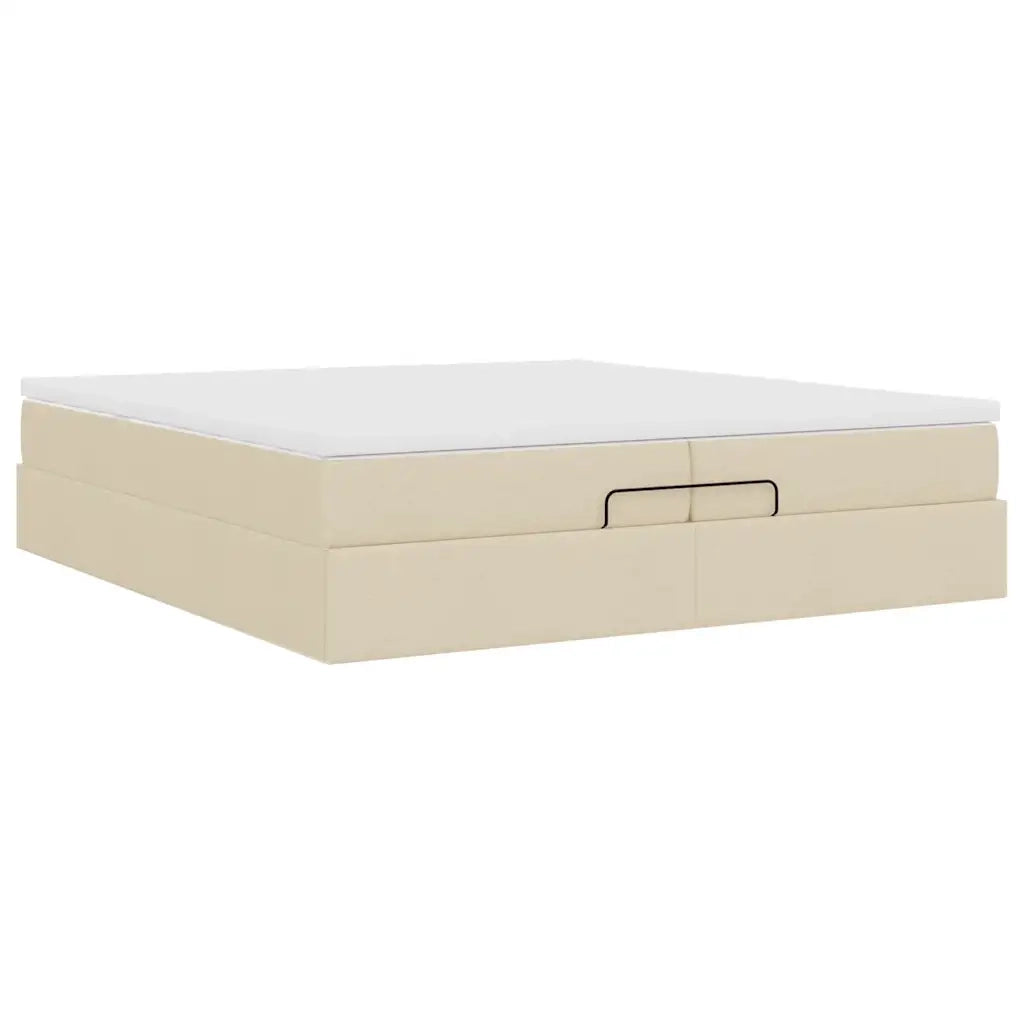 vidaXL Struttura Letto Pouf con Materassi Crema 200x200 cm in Tessuto
