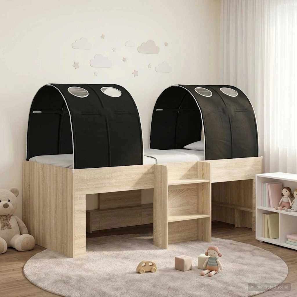 Letto con Tunnel 3 pz Sonoma e Nero Legno ingegnerizzato 3423580
