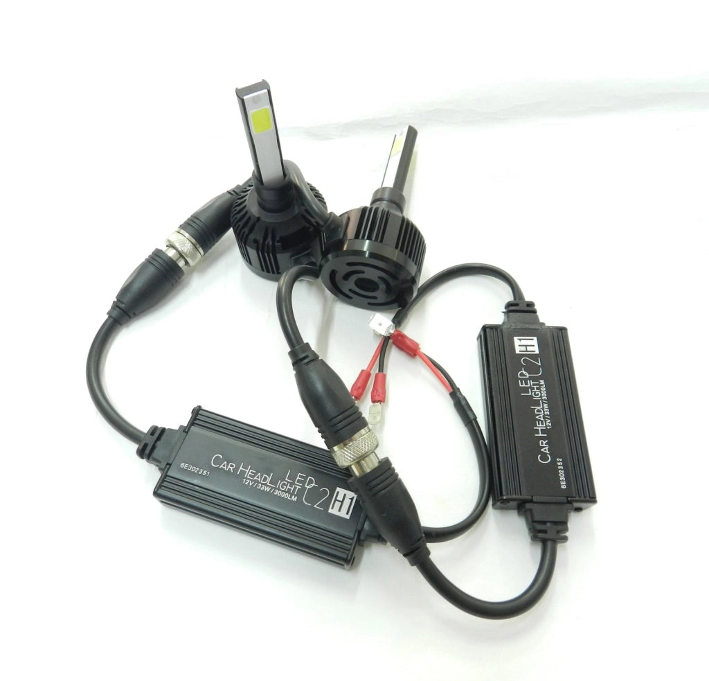 COPPIA LAMPADE FARI RICAMBIO AUTO 2 LED C2 H1 ALTA LUMINOSITA' BIANCO FREDDO 33W