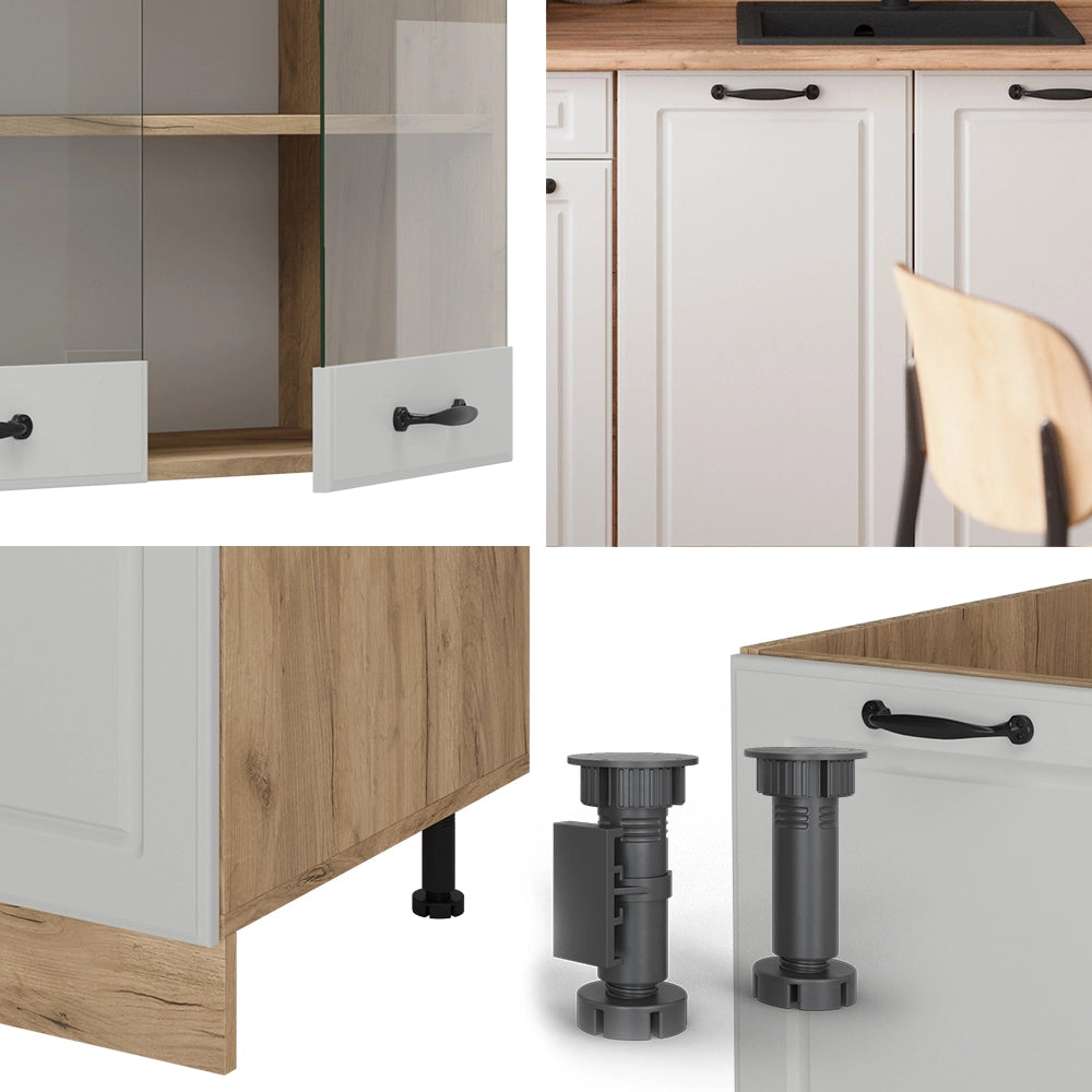 Vicco Cucina monoblocco Casa di campagna bianca/quercia dorata 140 cm , PL Antracite