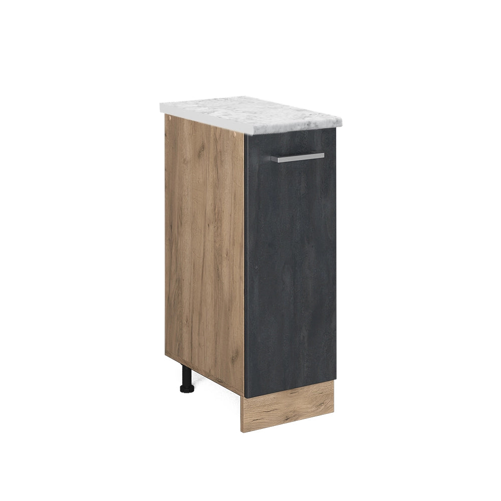 Armadio cucina dispensa alto R-Line Calce nera/Rovere dorato 30 cm PL Marmo Vicco