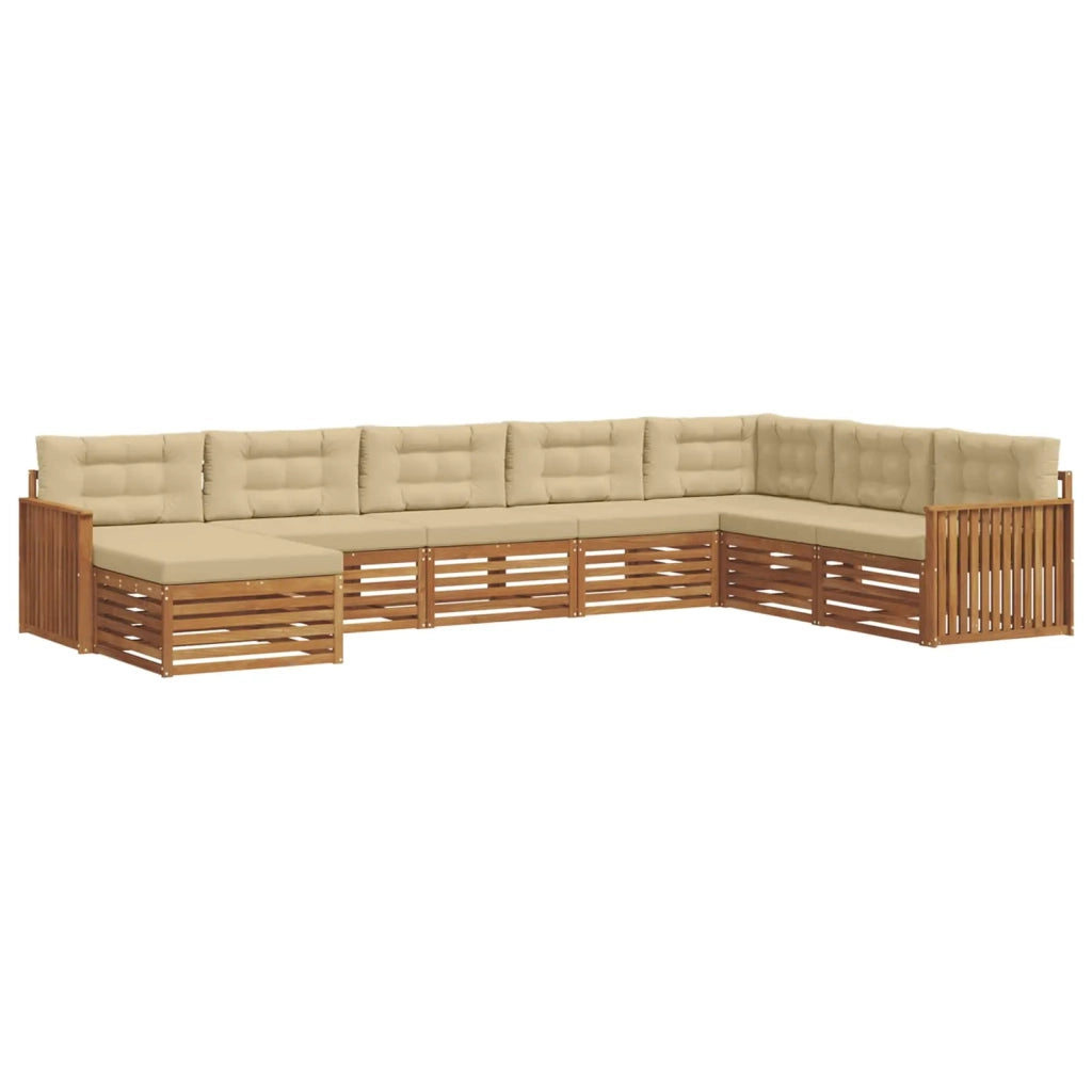 Set di divani da esterno con cuscino 8 pcs Naturale e Beige