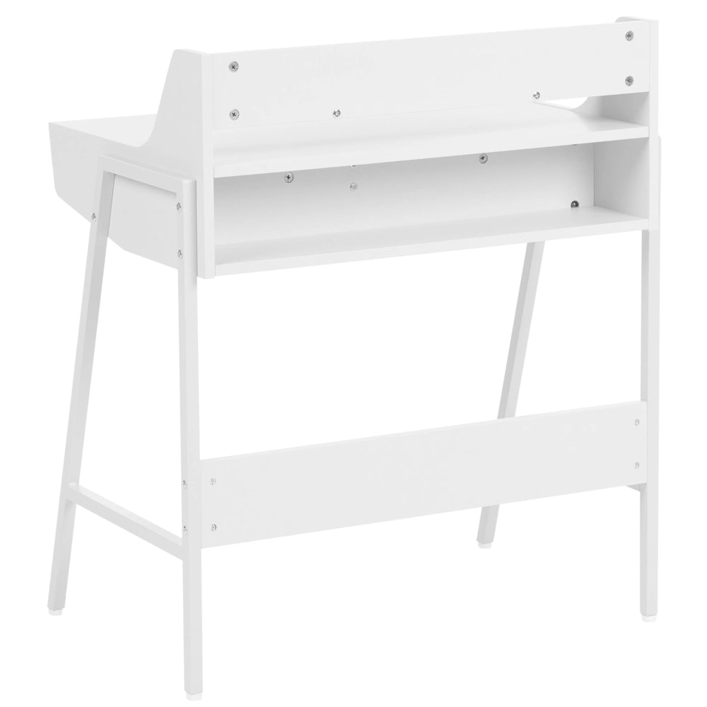 Scrivania da Ufficio in Legno Chiaro e Nero 77 x 46 cm Scaffale 2 Cassetti Scandinavo