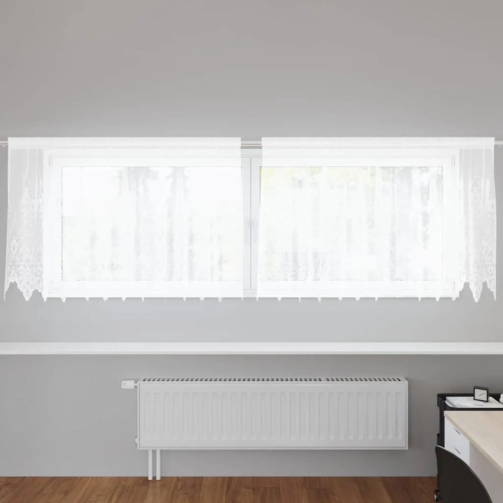 vidaXL Tende con tende Floreale Bianco Poliestere