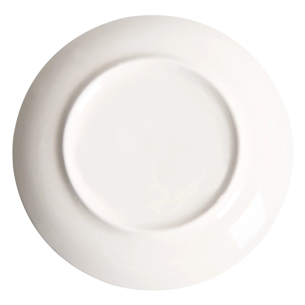 Set da 24 pezzi di stoviglie in porcellana con bordi decorativi finitura smalto trasparente bianco e blu per cucina e sala da pranzo