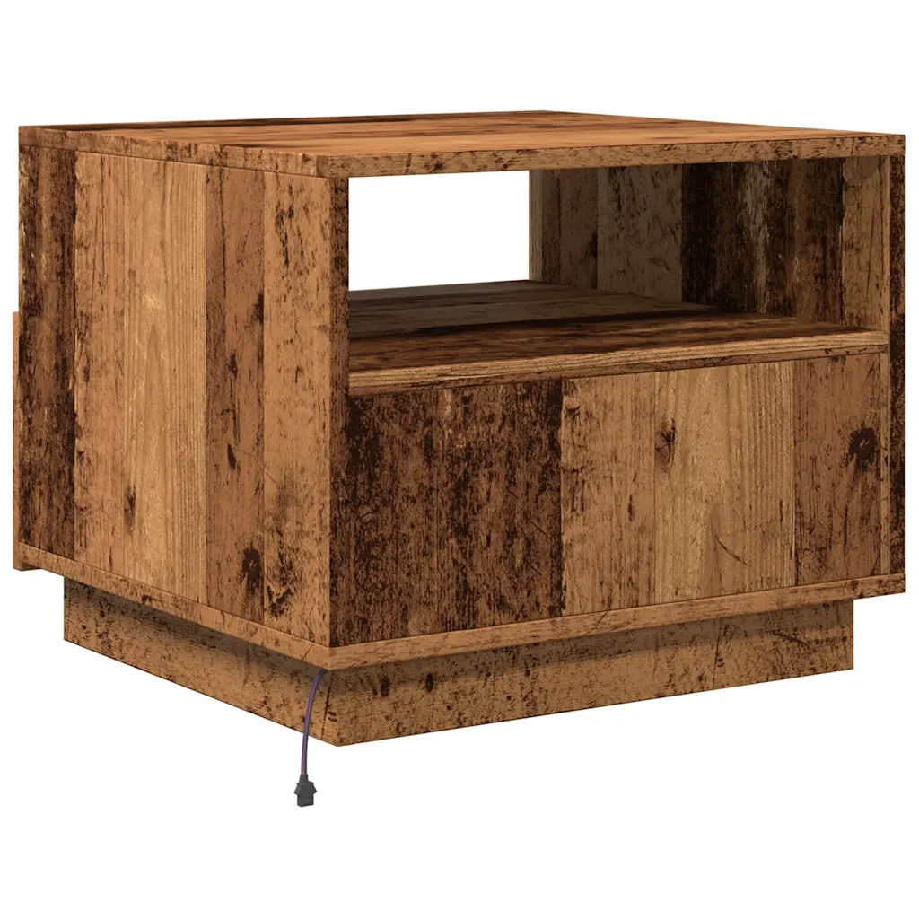 Tavolino da Salotto con Luci LED Legno Antico 50x49x40 cm 857708