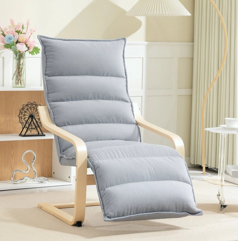 Poltrona relax 67x93-114x105 cm con poggiapiedi regolabile in velluto grigio chiaro