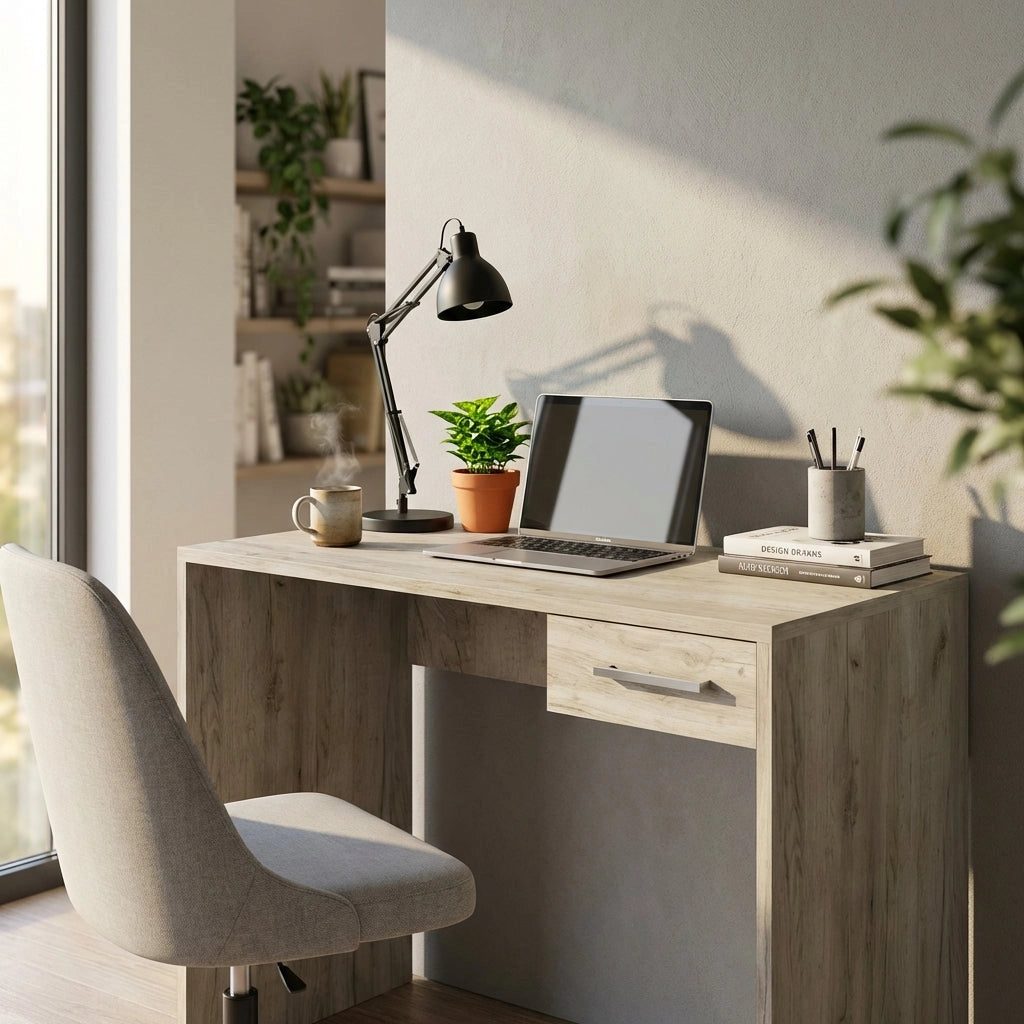Scrivania Moderna con cassetto in Legno Composito cm 90x74x45 - KELVIN