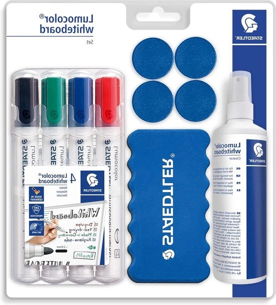 Set di lavagna bianca 613 S - pennarelli spazzole spray di pulizia magneti di controllo - alta qualità - Made in Germany
