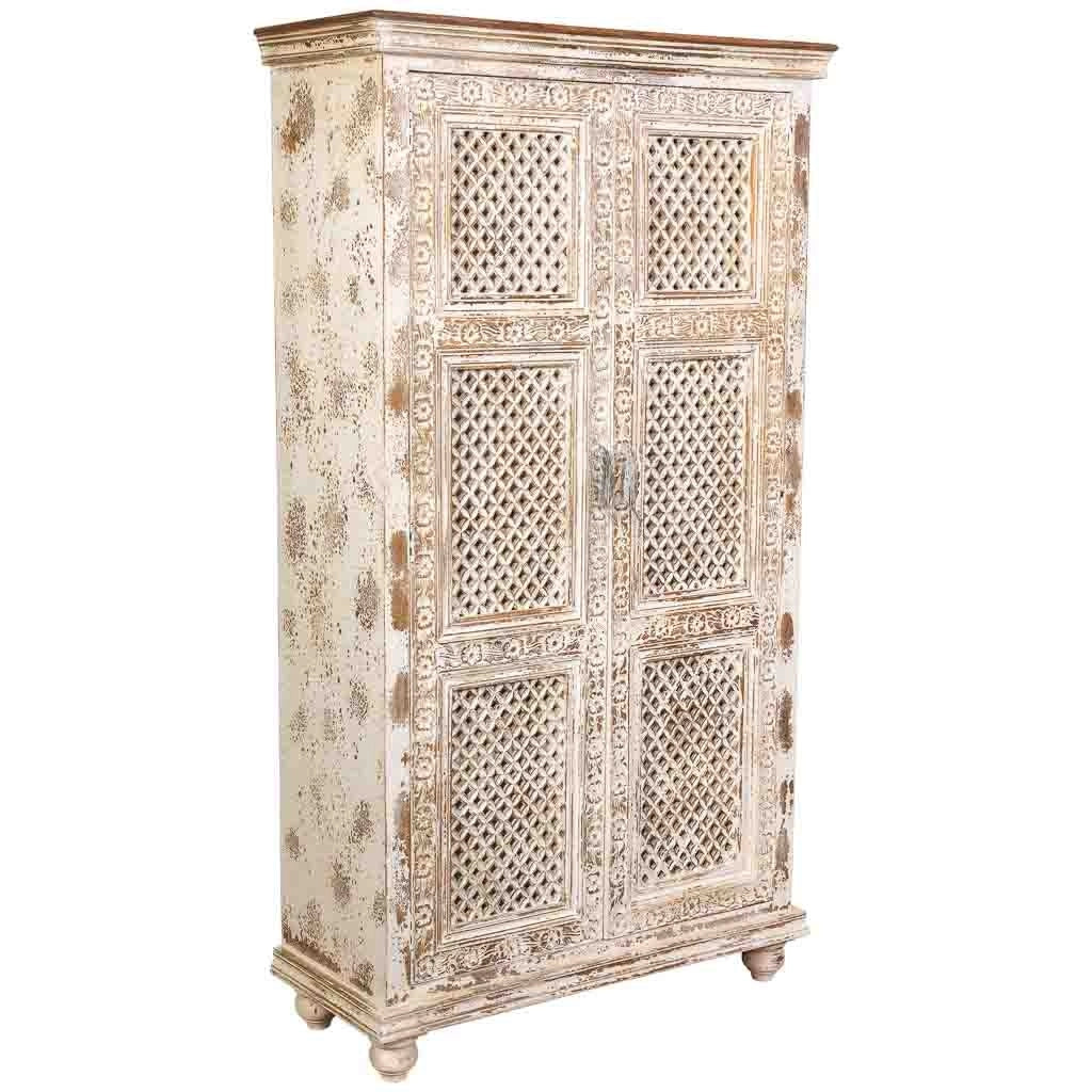Armadio artigianale in legno bianco 104x43x188h cm
