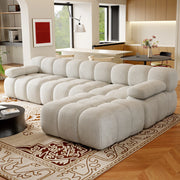 DIVANO ANGOLARE a L 300x200x68 cm Tessuto Bianco