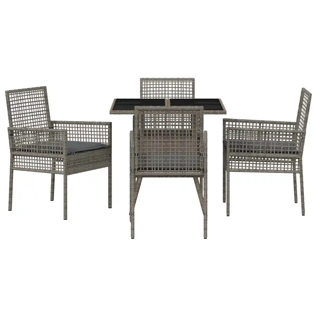 Set da Pranzo per Giardino 5 pcs Grigio polyrattan 3334928