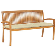 Panca da giardino mobili da esterno per patio panca da terrazza impilabile con cuscino 159 cm legno massello di teak 02_0011706