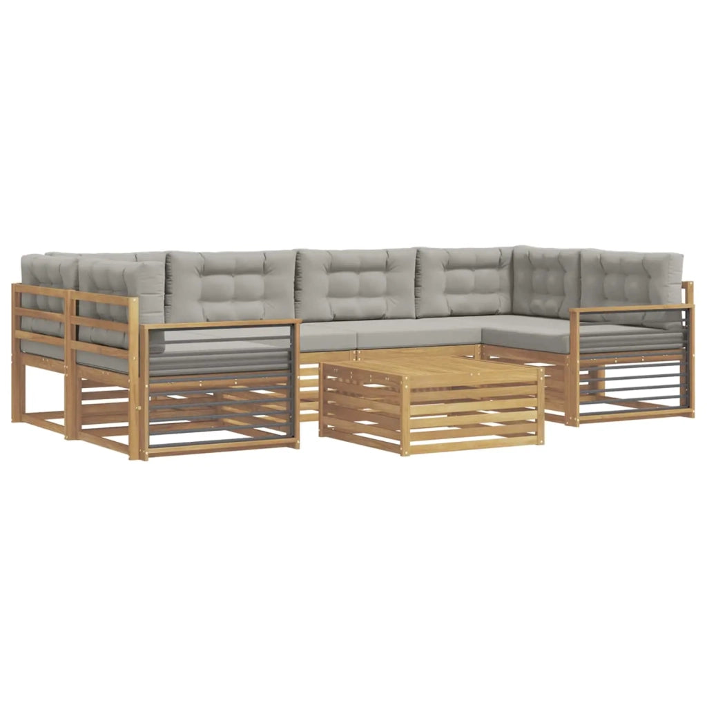 Set di divani da esterno 7 pcs Bianco e Grigio Chiaro
