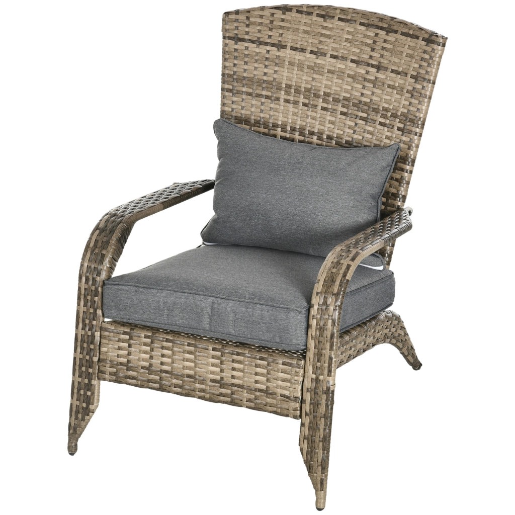 Sedia da Giardino con Braccioli ¨C zephmum ¨C in Rattan e Acciaio, Marrone e Grigio, 64x80x90 cm