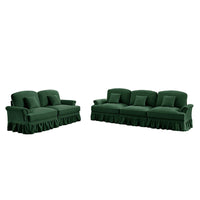 Set modulare 2 pezzi - Xylo - 3+2 posti, chenille, stile classico, verde