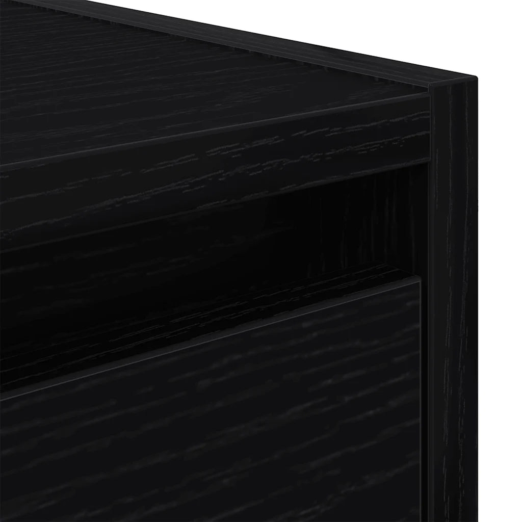 Set di 2 Comodini | Armadio da Notte | Mobiletto da notte a Muro Rovere Nero 38x34x40 cm