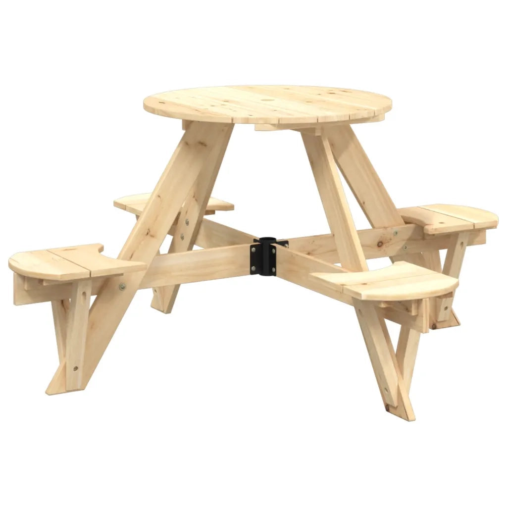 Tavolo Picnic per 4 Bambini con Ombrellone Rotondo Legno Abete 3281621