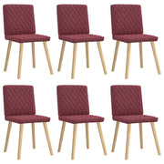 Sedie da Pranzo 6 pz Rosso Vino in Tessuto