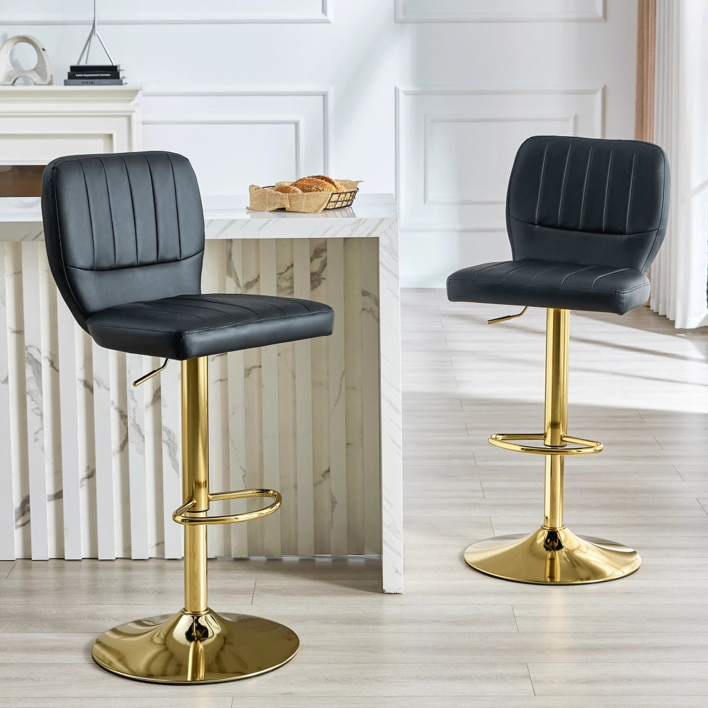 SGABELLO BAR Regolabile 62-83 cm Girevole 360° Nero/Oro