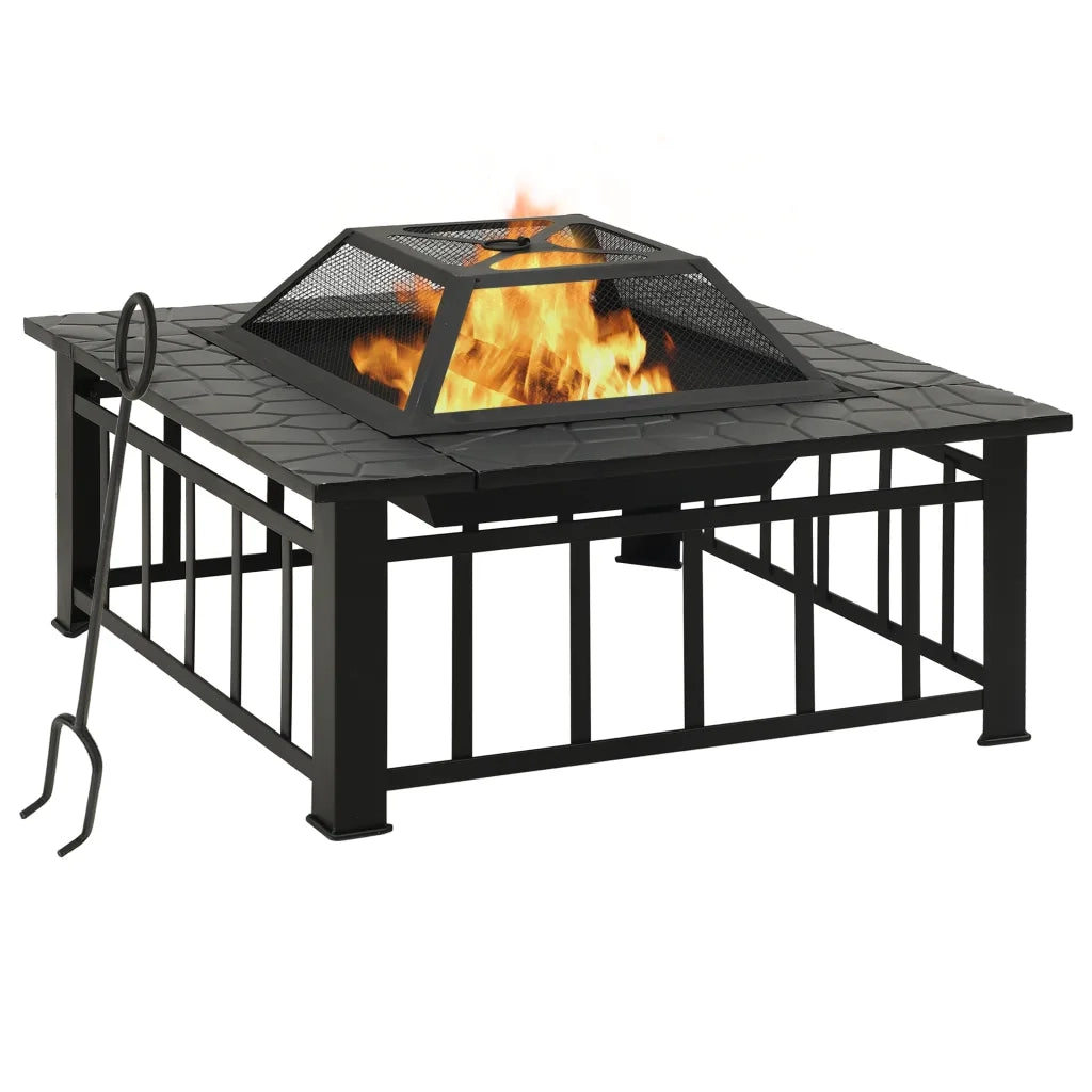 Braciere con Attizzatoio 79x79x46,5 cm XXL in Acciaiocod mxl 73004