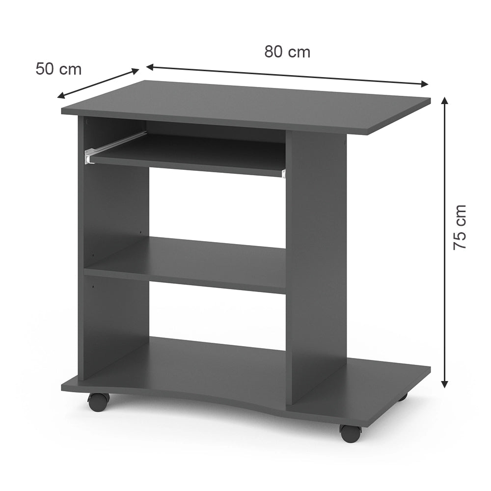 Vicco Scrivania con ruote Antracite 80 x 50 cm