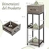 Scaffale per Piante Interno a 3 Livelli, Scaffale Portafiori con Cassetto, Ripiano e Dispositivi Antiribaltamento, Scaffale Portavasi Quadrato per Salotto, Camera da Letto e Studio