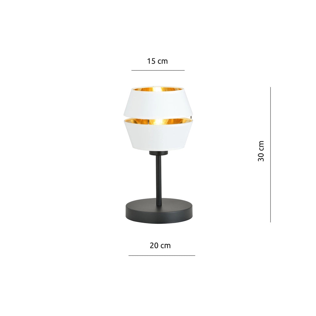 Lampada Da Tavolo Contemporanea 1 Luce Bellerofonte In Metallo Bianco E Oro