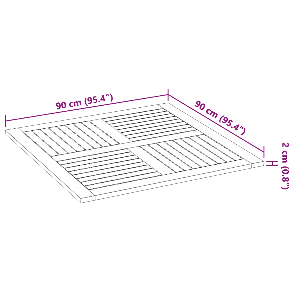 vidaXL Piano per Tavolo 90x90x2,2 cm Quadrato Legno Massello di Faggio