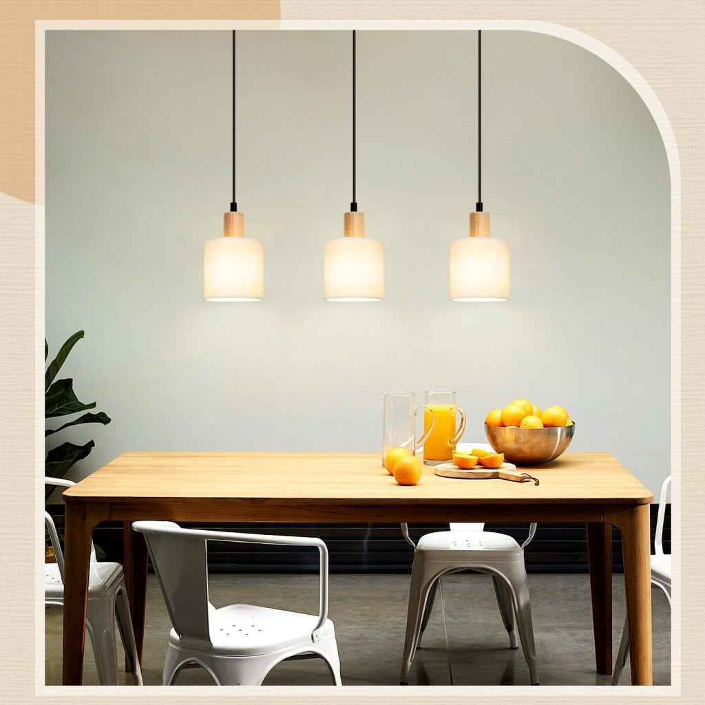 Lampada a sospensione ZMH bianca diametro 47 cm E14 paralume tessuto stile rustico vintage per sala da pranzo soggiorno